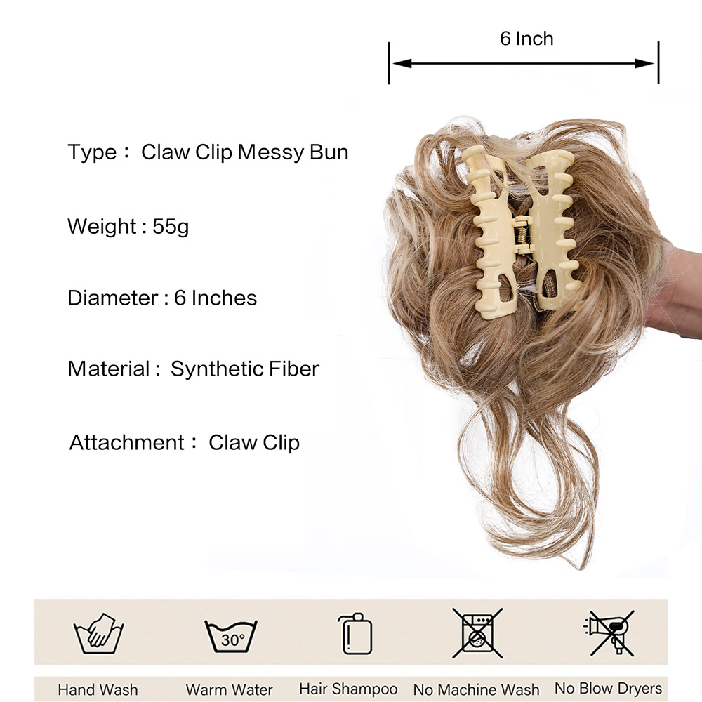 合成乱雑なおだんごヘアピース乱れたアップヘアエクステンション - Claw Clip Messy Bun Hair Piece のレビューと価格