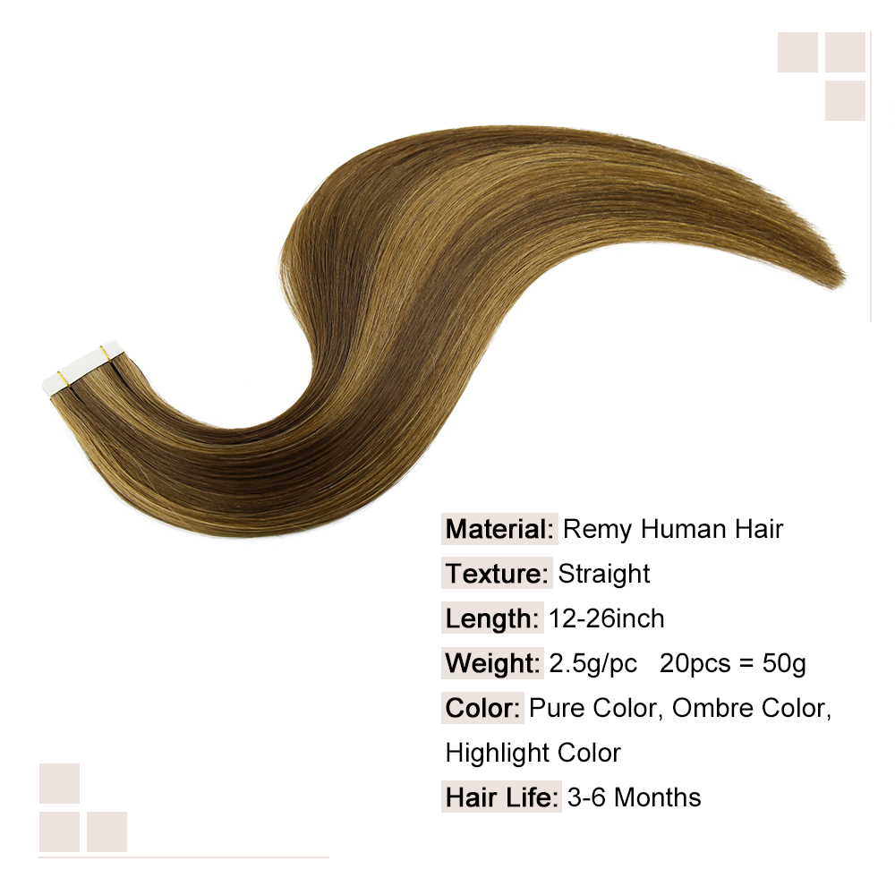 シームレスな人間の髪の毛の延長、100% 本物の人間の髪の毛 - Invisible Tape In Extensions Real Hair のレビューと価格
