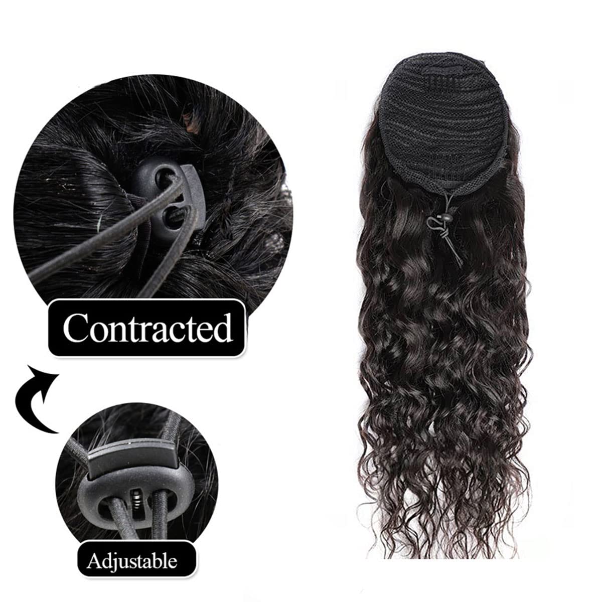 水波状ポニーテール人毛エクステ、巻き付けポニーテール、ドロー - Seamless Clip In Hair Extensions Human Hair のレビューと価格
