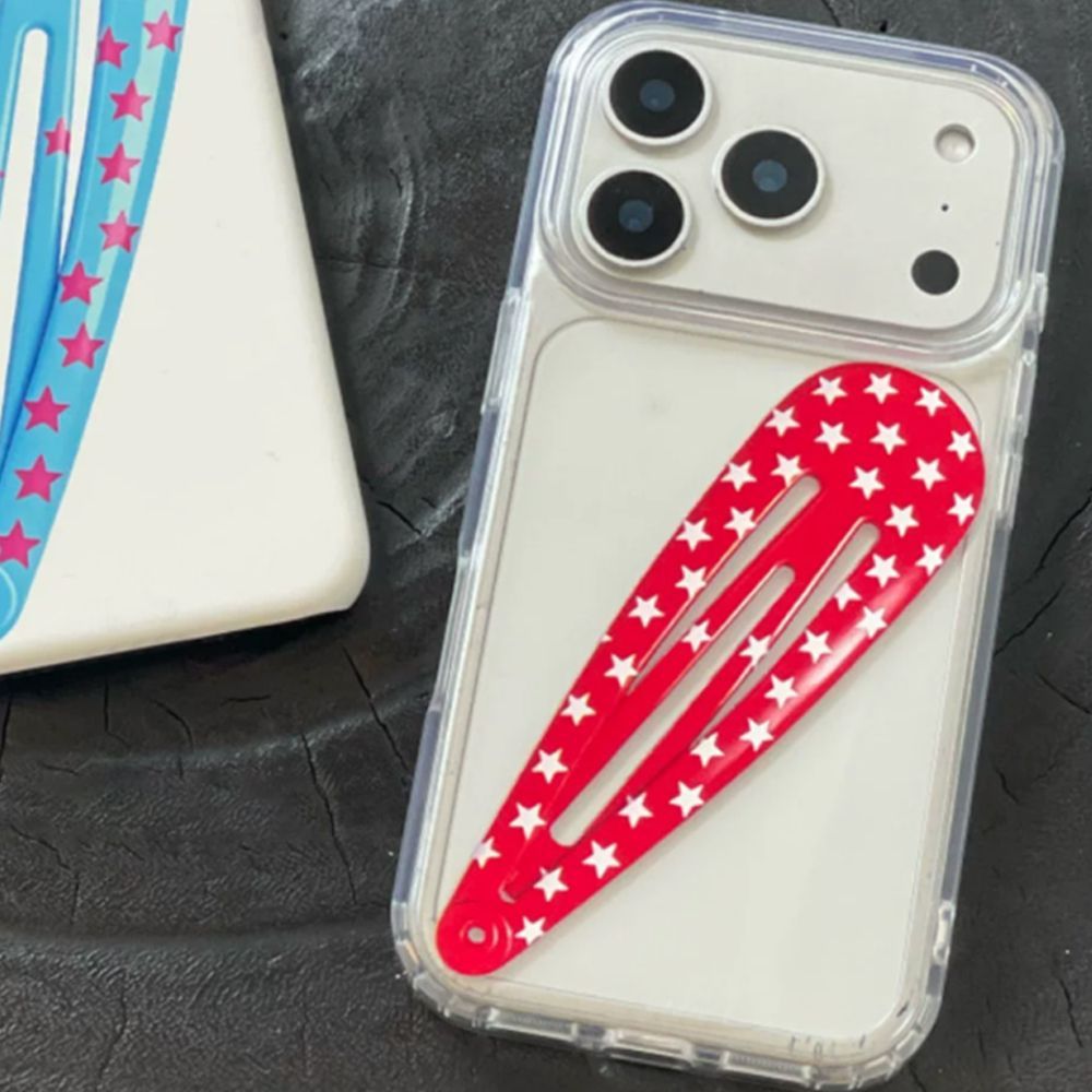 アメリカンスタイルの赤い水玉模様ヘアクリップ付きiPhone - Hair Clips のレビューと価格