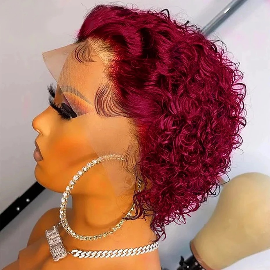 ピクシーカットウィッグ 99Jカラー レースウィッグ スプリ - Short Pixie Cut Wig Human Hair Cheap のレビューと価格