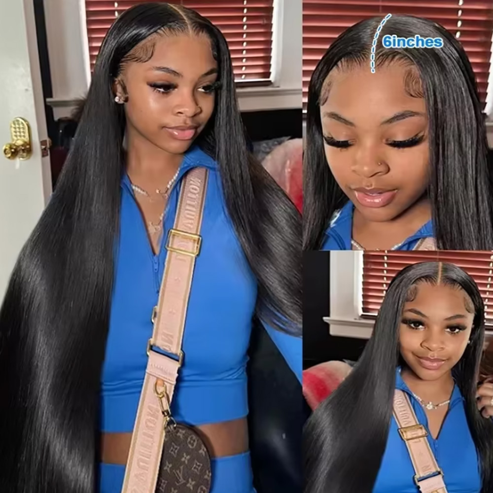 ナチュラルブラックシルキーボーンストレートエクストラロングブ - Lace Front Wigs のレビューと価格