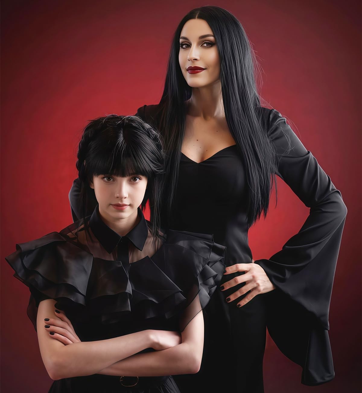 女性用合成ロングブラックウィッグ ハロウィンコスチューム 3 - Synthetic Braided Wigs For Black Women のレビューと価格