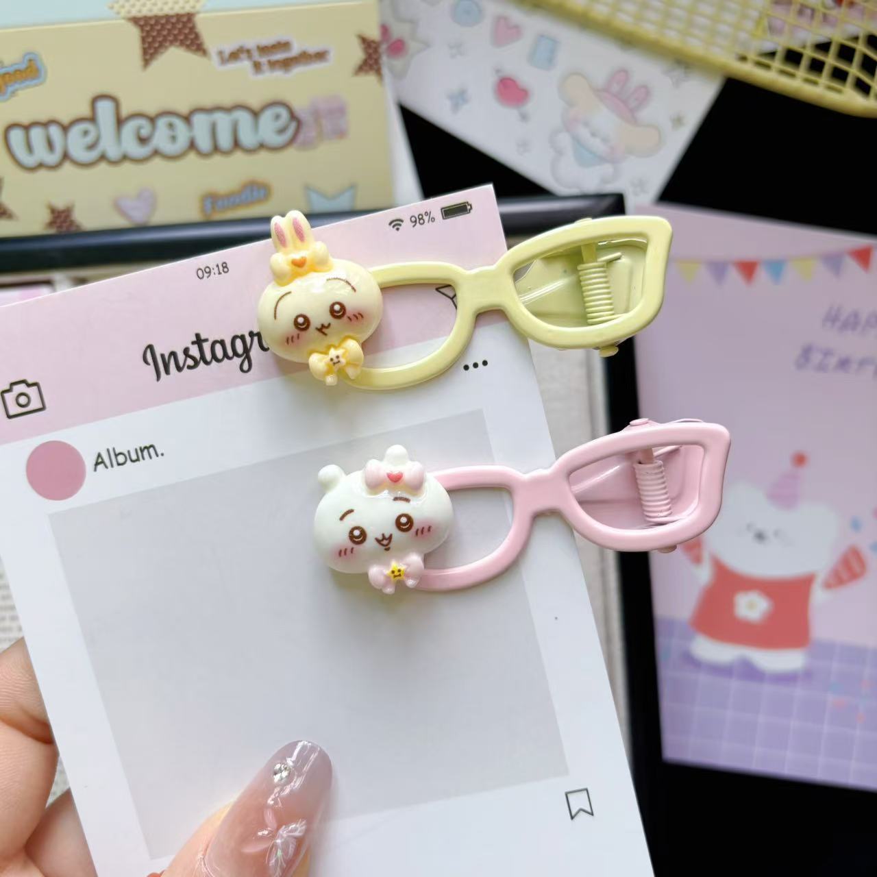Ji Yi Ka Wa 漫画かわいいリトルエイトグラスヘアピ - Hair Bundles のレビューと価格