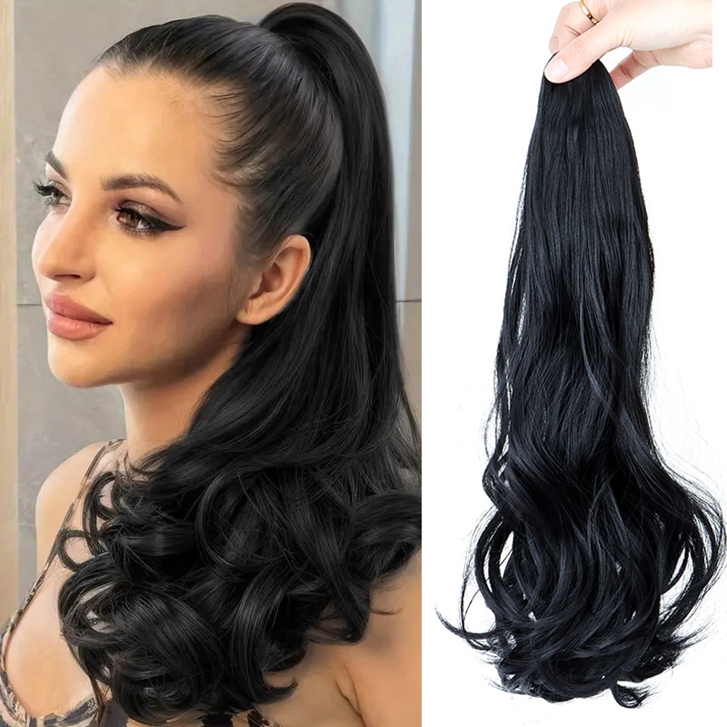 合成ロングカーリーポニーテールヘアエクステンションアクセサリ - Synthetic Braided Wigs For Black Women のレビューと価格