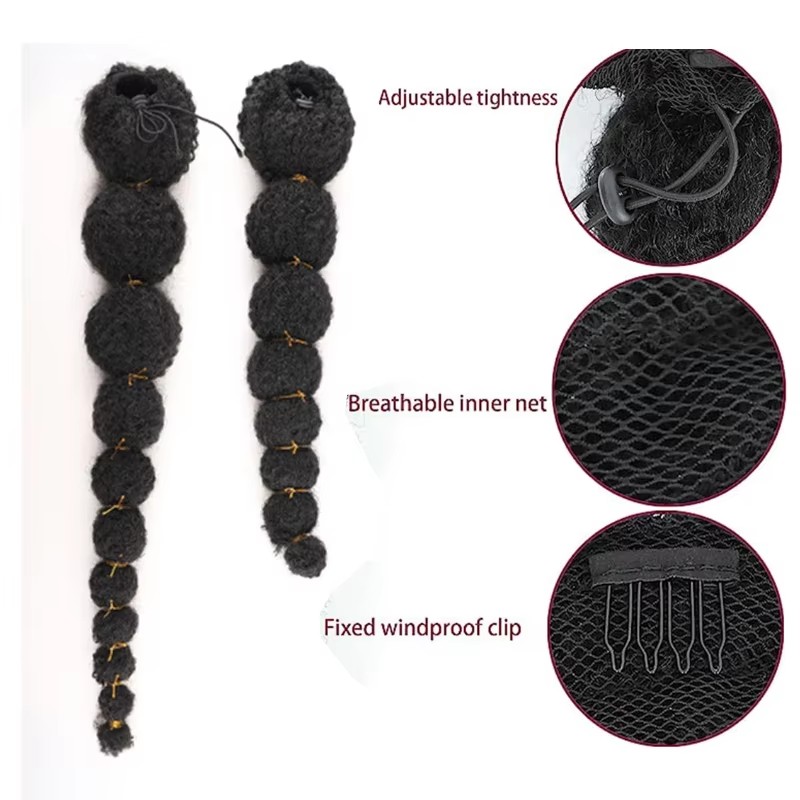黒人女性向け、18インチ/24インチの長さの、カーリーなアフ - Drawstring Afro Curly Puff Ponytail のレビューと価格