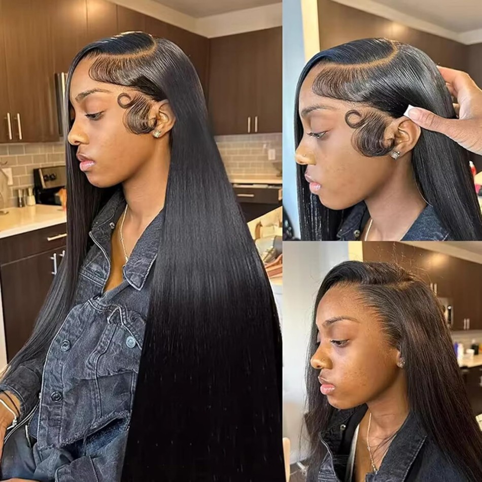 40インチストレート人毛ウィッグ　220密度HDレースウィッ - Lace Front Wigs のレビューと価格