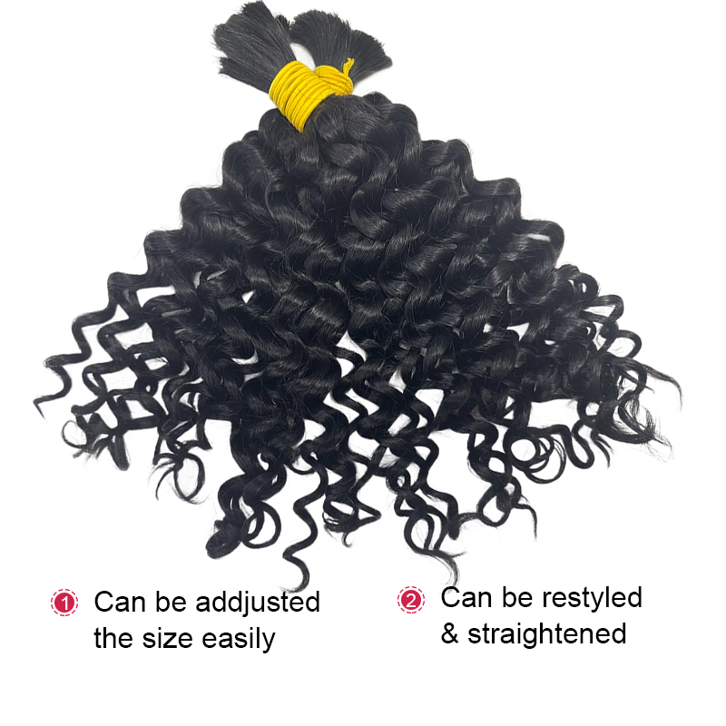 水波状のバルク人毛、編み込み用、カール、ウェフトなし、ブラジ - Water Wave Bulk Human Hair For Braiding のレビューと価格