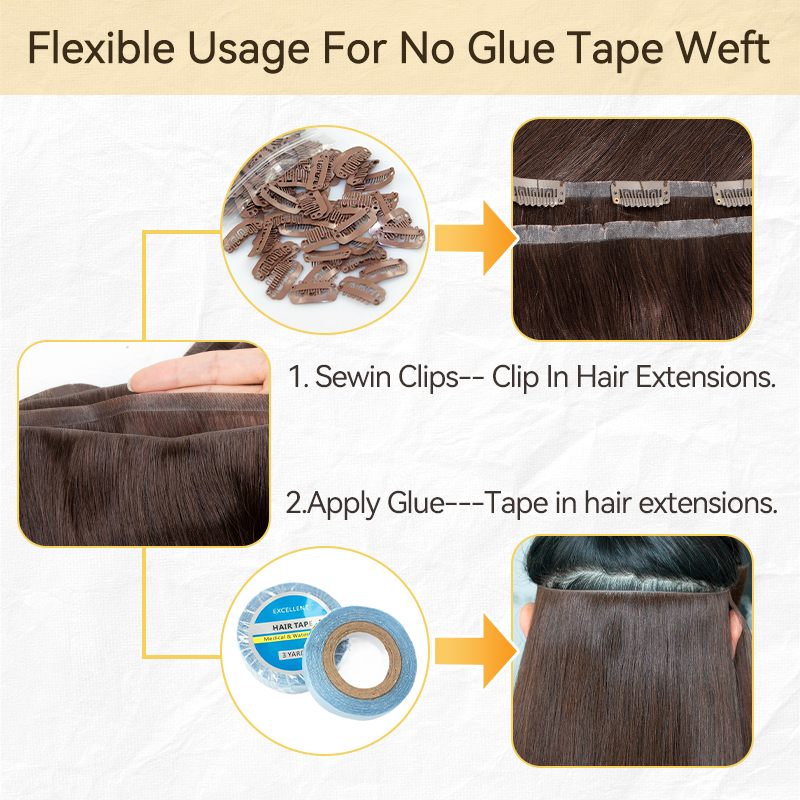 目に見えないロングテープ PU 横糸人毛バンドル本物の自然な - Invisible Tape In Extensions Real Hair のレビューと価格