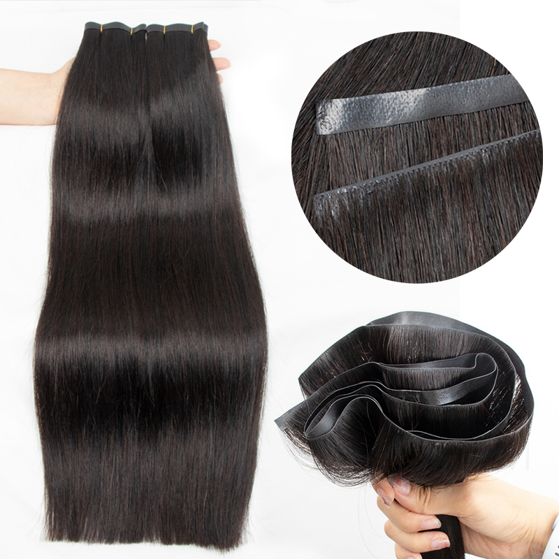 目に見えないロングテープ PU 横糸人毛バンドル本物の自然な - Invisible Tape In Extensions Real Hair のレビューと価格