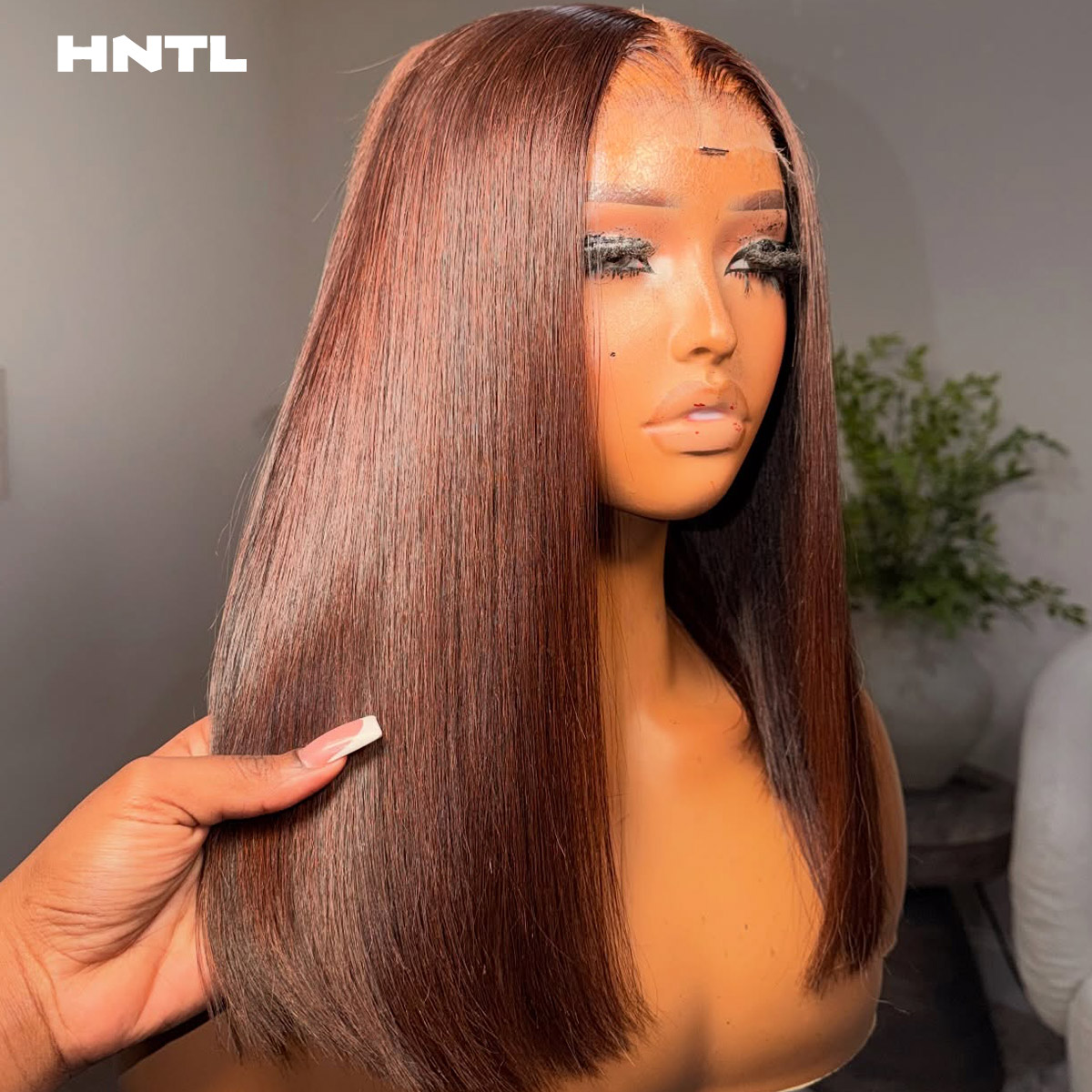 接着剤不要のブラウンカラーボブウィッグ人毛13x4 HD透明 - Pre Parted 13X4 Lace Front Bob Wig のレビューと価格