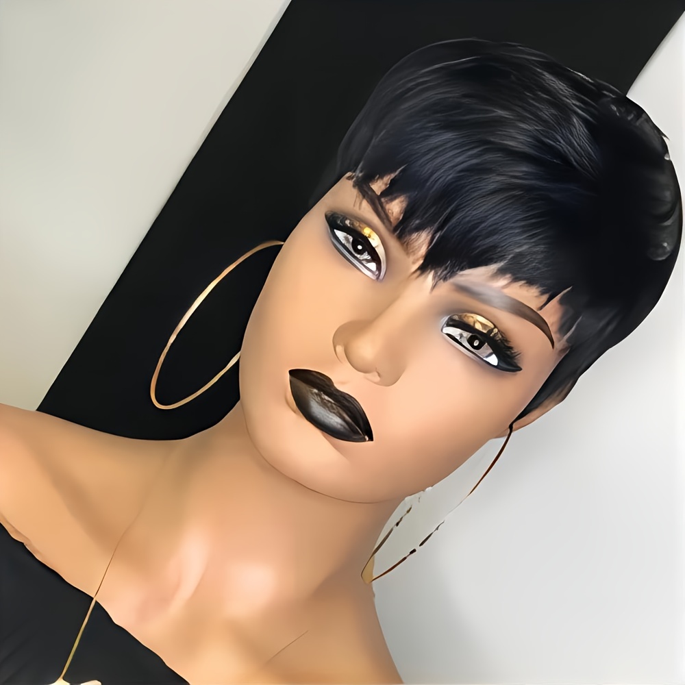 ショートピクシーウィッグ人毛レイヤーカットショート人毛ウィッ - Short Pixie Cut Wig Human Hair Cheap のレビューと価格