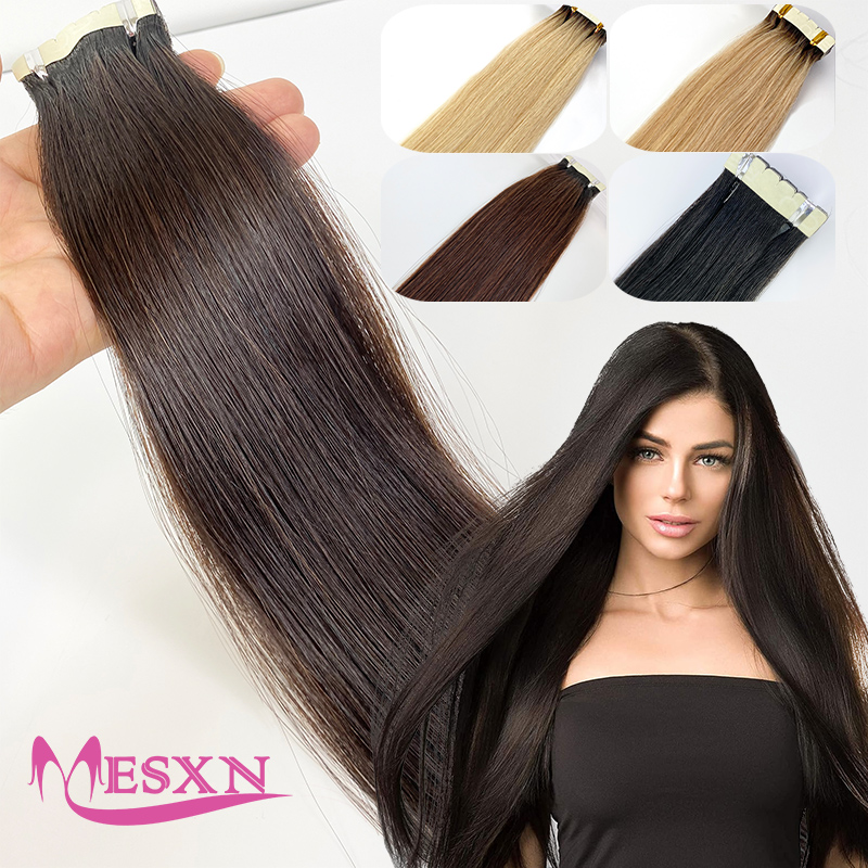 ミニストレートナチュラルヘアエクステンション,サロン用の目に - Invisible Tape In Extensions Real Hair のレビューと価格