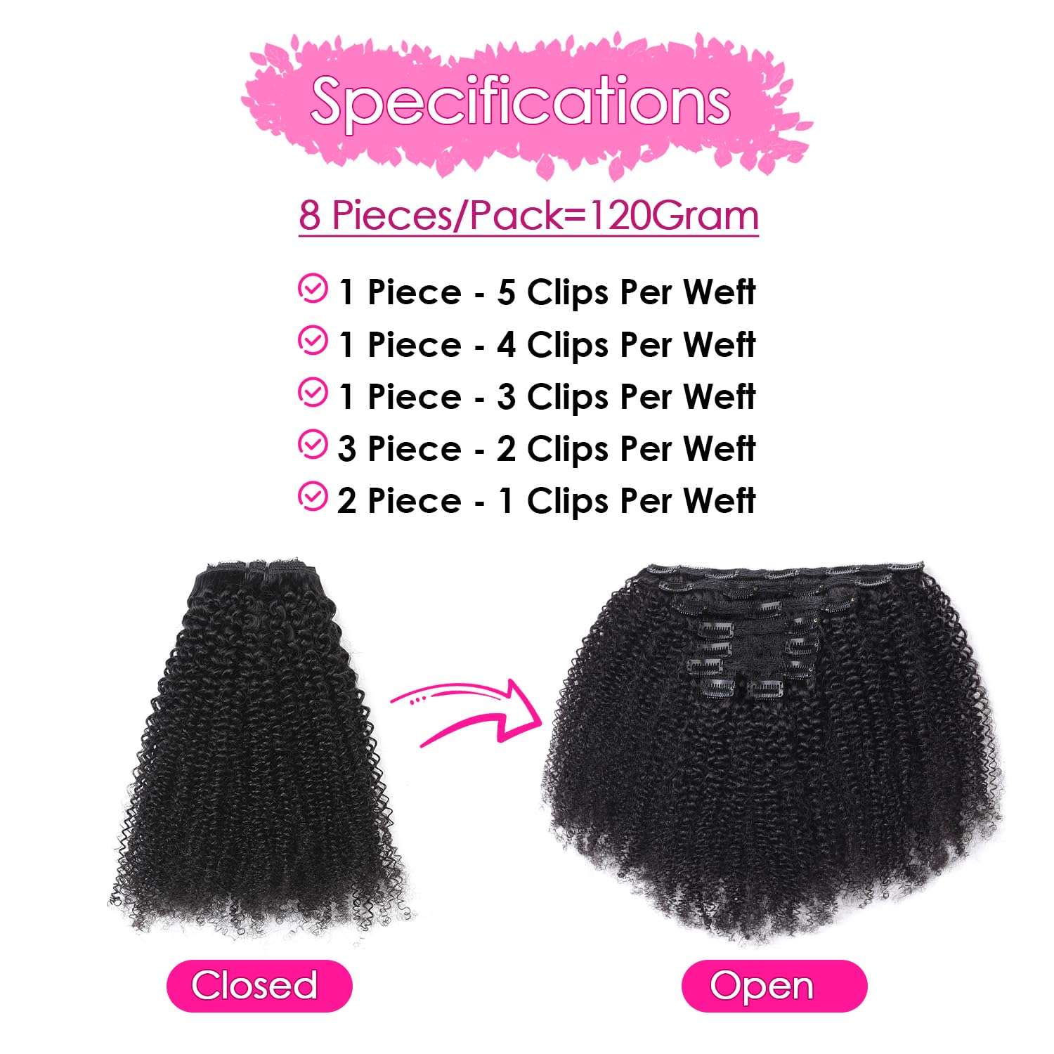 アフロカーリークリップイン人毛レミーヘアエクステンション 1 - Seamless Clip In Hair Extensions Human Hair のレビューと価格