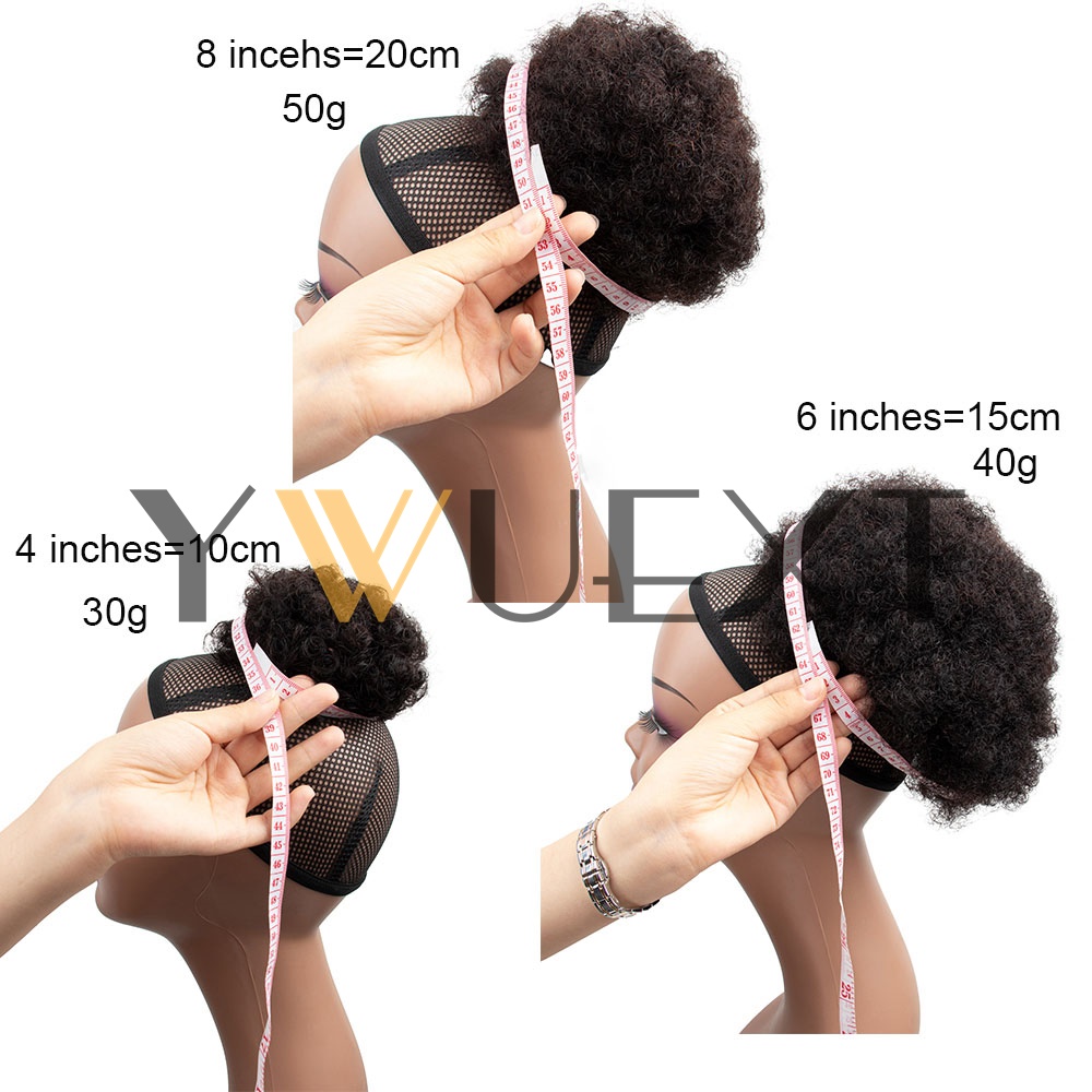 アフロパフドローストリングポニーテール人毛エクステンション黒 - Drawstring Afro Curly Puff Ponytail のレビューと価格