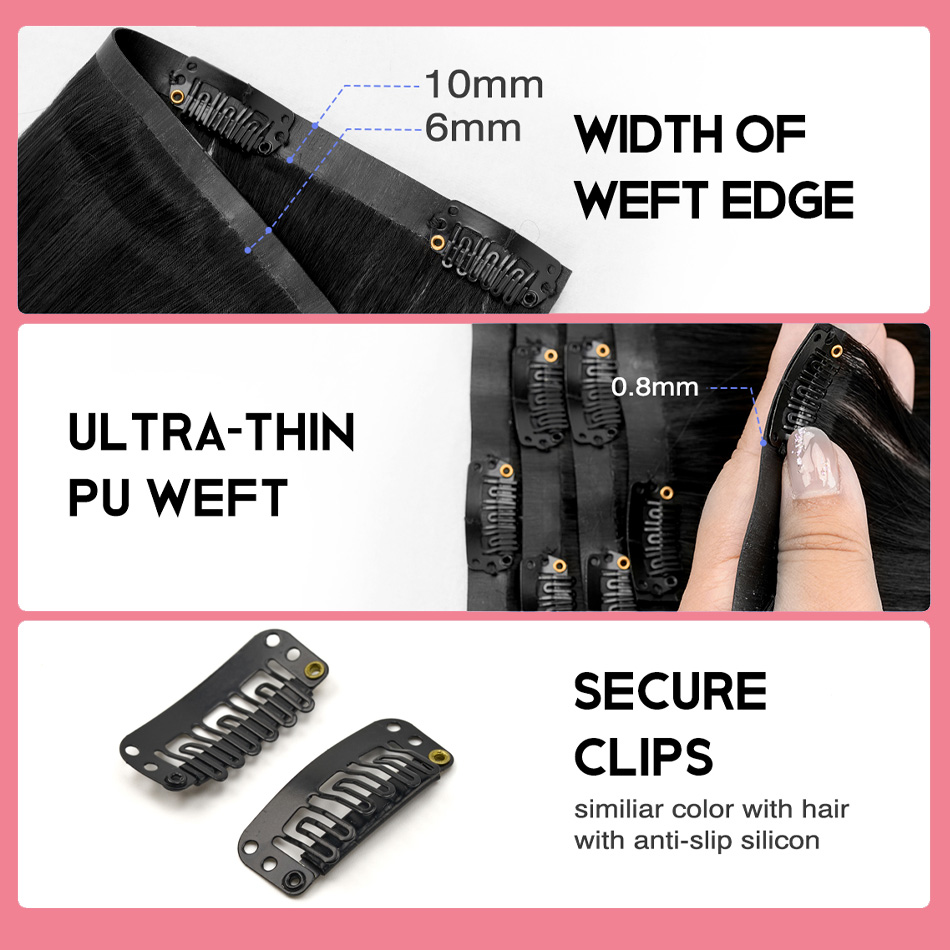 シームレスクリップ式ヘアエクステ　本物の人毛7ピース　110 - Seamless Clip In Hair Extensions Human Hair のレビューと価格