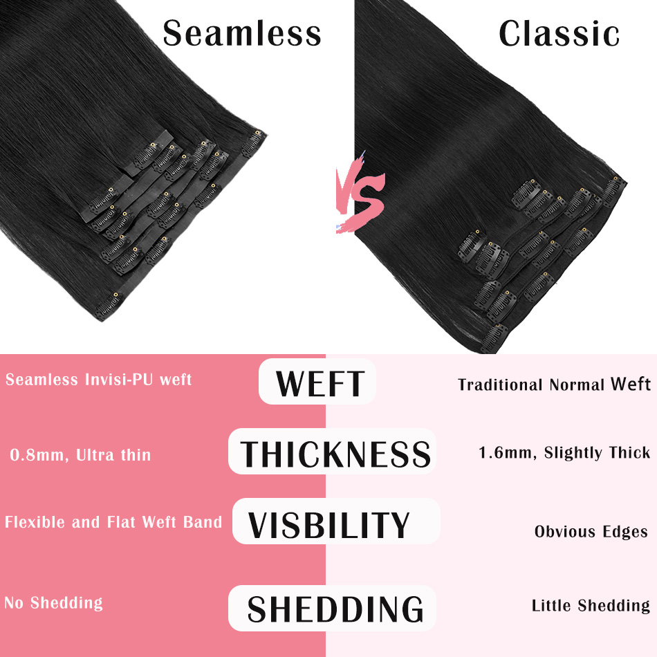 シームレスクリップ式ヘアエクステ　本物の人毛7ピース　110 - Seamless Clip In Hair Extensions Human Hair のレビューと価格