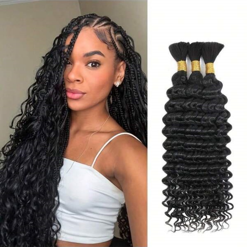 2束ウォーターウェーブバルク人毛エクステ、ウェフトなし、ナチ - Water Wave Bulk Human Hair For Braiding のレビューと価格