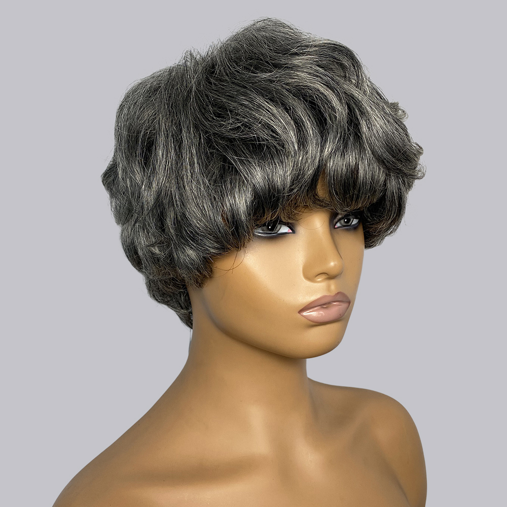 ピクシーカット人毛ウィッグ グレー # 280 # SP43 - Short Pixie Cut Wig Human Hair Cheap のレビューと価格