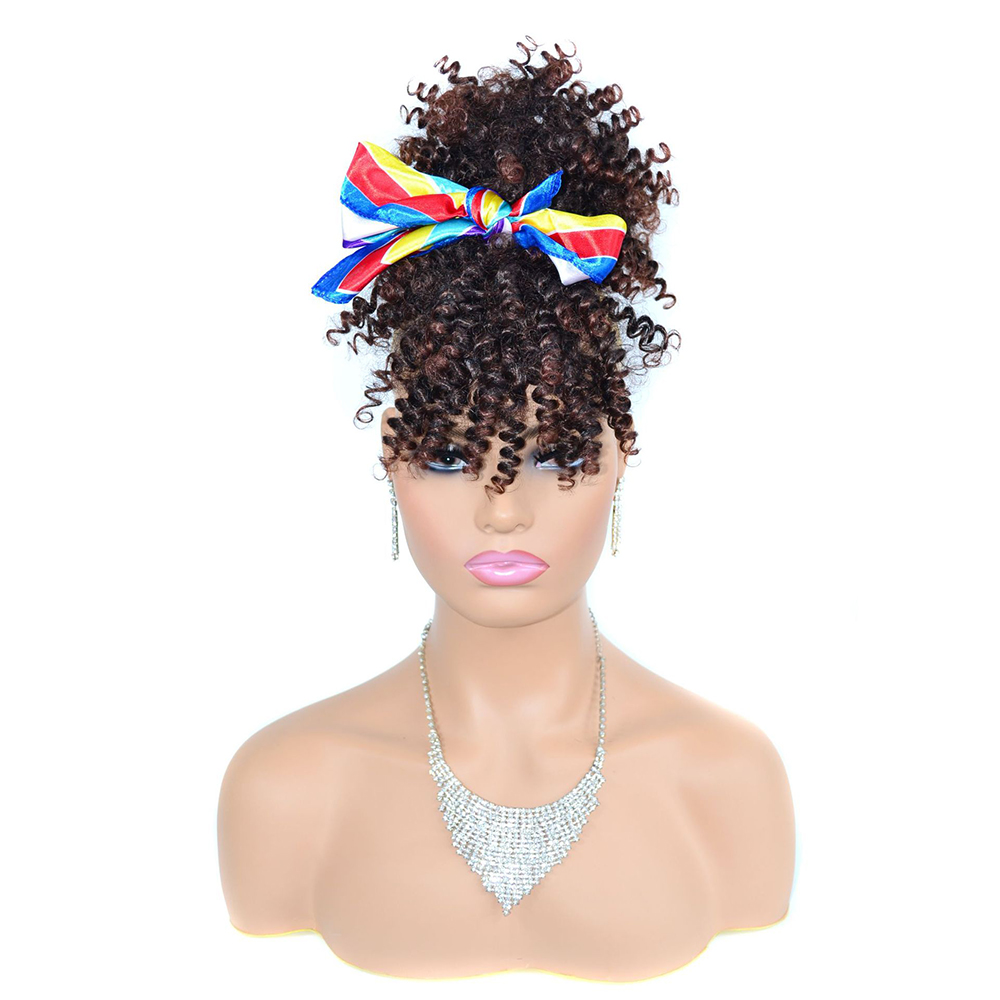 ドローストリングアフロキンキーカーリーパフポニーテールヘアバ - Drawstring Afro Curly Puff Ponytail のレビューと価格