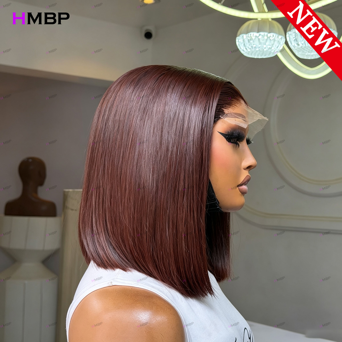# 33番ダークオーバーンストレートボブウィッグ、350密度 - Glueless Wear And Go Human Hair Wig のレビューと価格