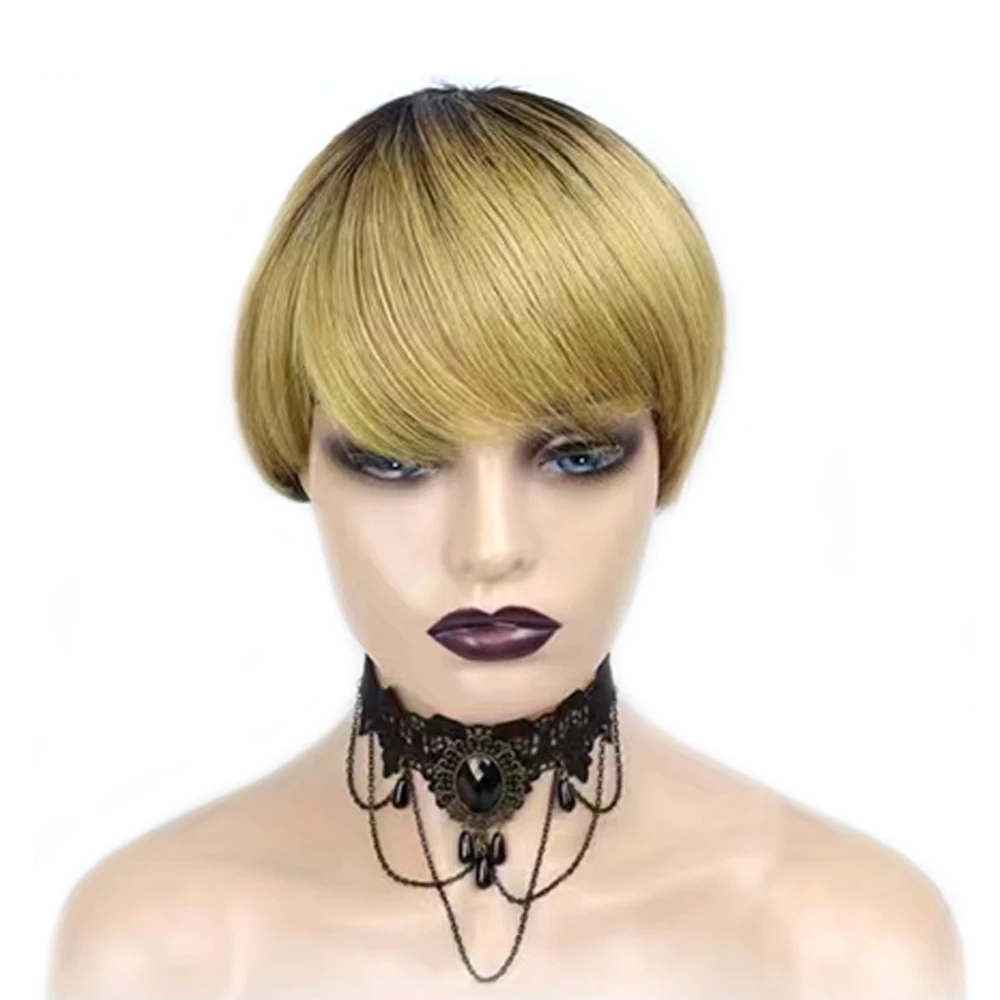 黒人女性のためのフリンジ付きストレートピクシーウィッグ,短い - Short Pixie Cut Wig Human Hair Cheap のレビューと価格