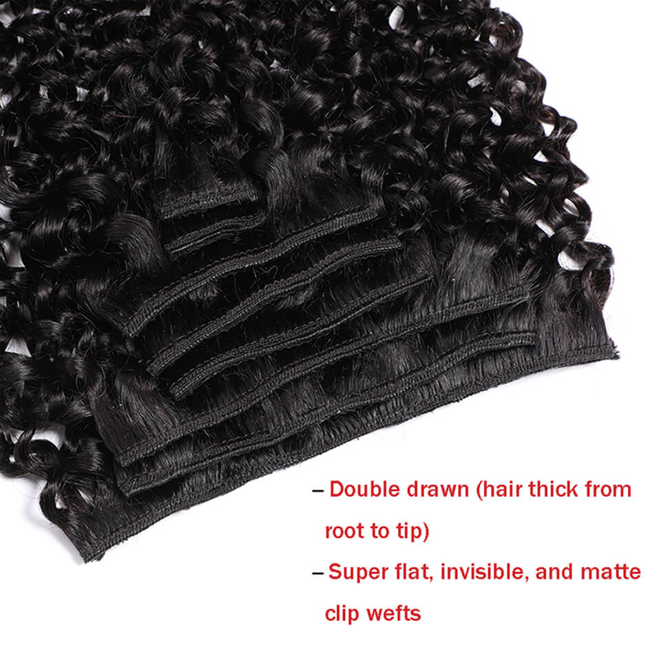 縮れ毛のクリップ式人毛エクステ、女性用フルヘッド、アフロ縮れ - Seamless Clip In Hair Extensions Human Hair のレビューと価格