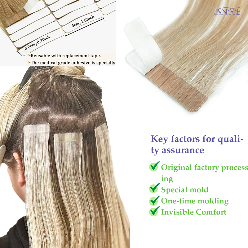 JSNME テープインヘアエクステ 目立たない100%人毛ス - Invisible Tape In Extensions Real Hair のレビューと価格