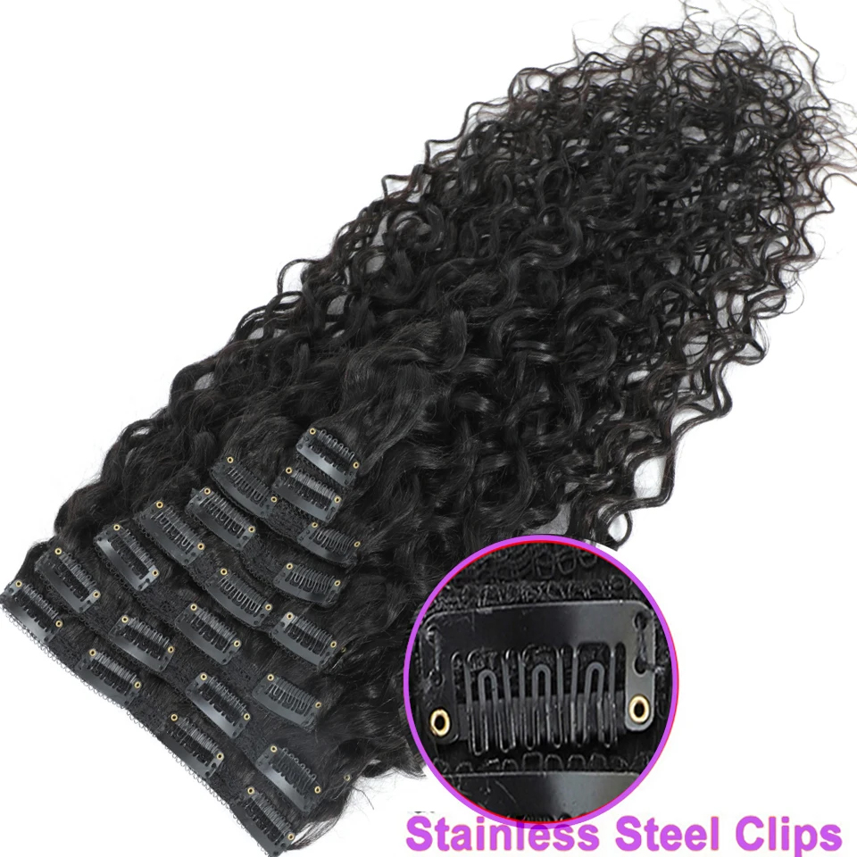ウォーターウェーブクリップ式ヘアエクステ　人毛ダブルウェフト - Seamless Clip In Hair Extensions Human Hair のレビューと価格