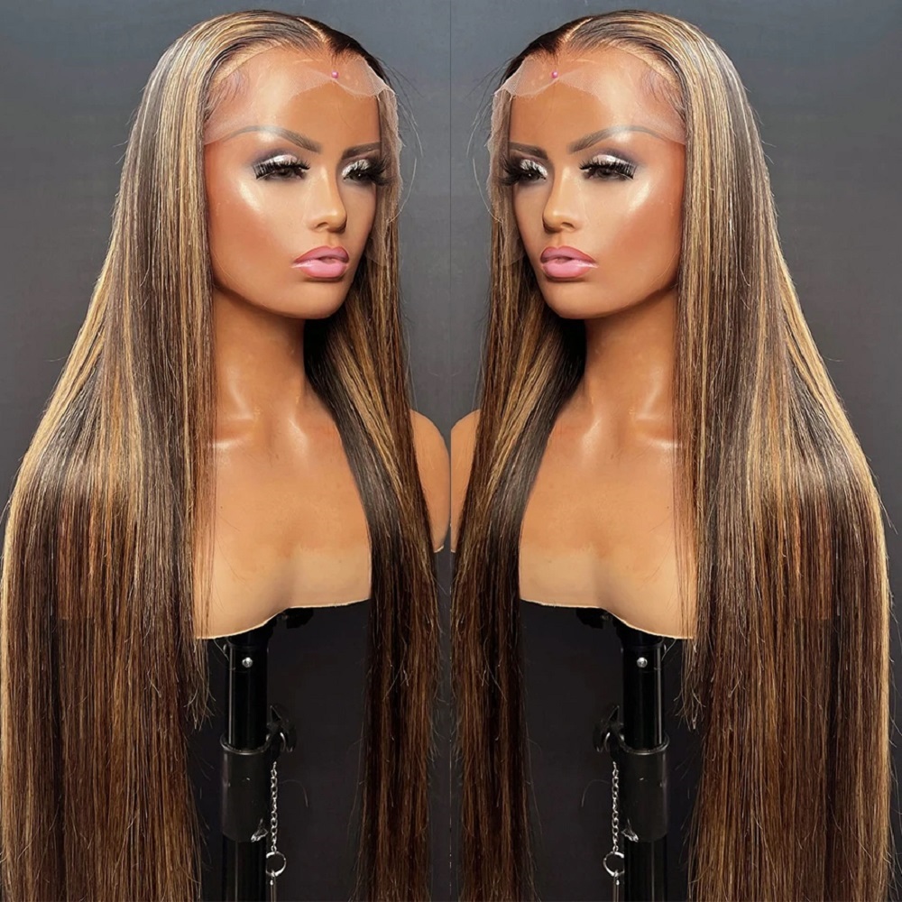 44～46インチ P4/27 ハイライトカラー ストレート人 - Hd Lace Frontal Wig Human Hair Pre Plucked のレビューと価格