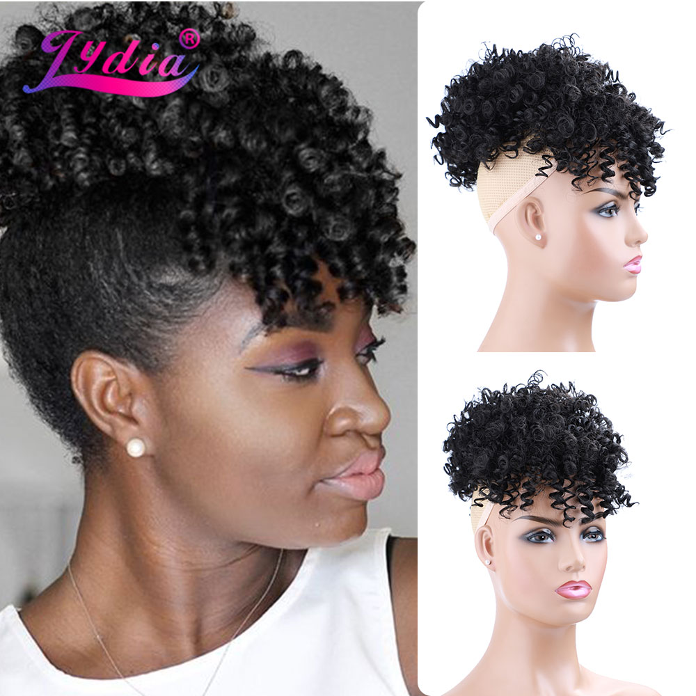 リディア巾着合成ハイパフアフロ変態カーリーポニーテール前髪シ - Drawstring Afro Curly Puff Ponytail のレビューと価格