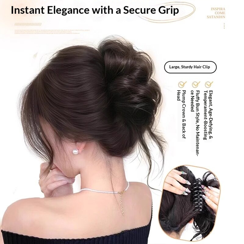1pc エレガントなシニヨンお団子ヘアエクステンション クロ - Claw Clip Messy Bun Hair Piece のレビューと価格