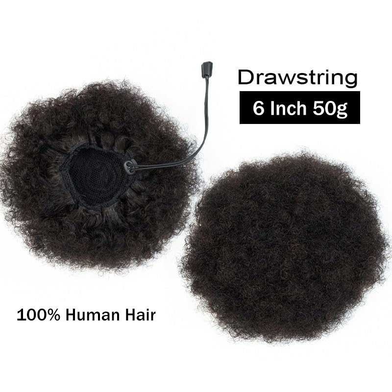 アフロキンキーパフ 100%人毛 バンズ ポニーテール 12 - Drawstring Afro Curly Puff Ponytail のレビューと価格